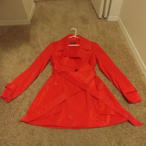 Bebe red satin trench coat